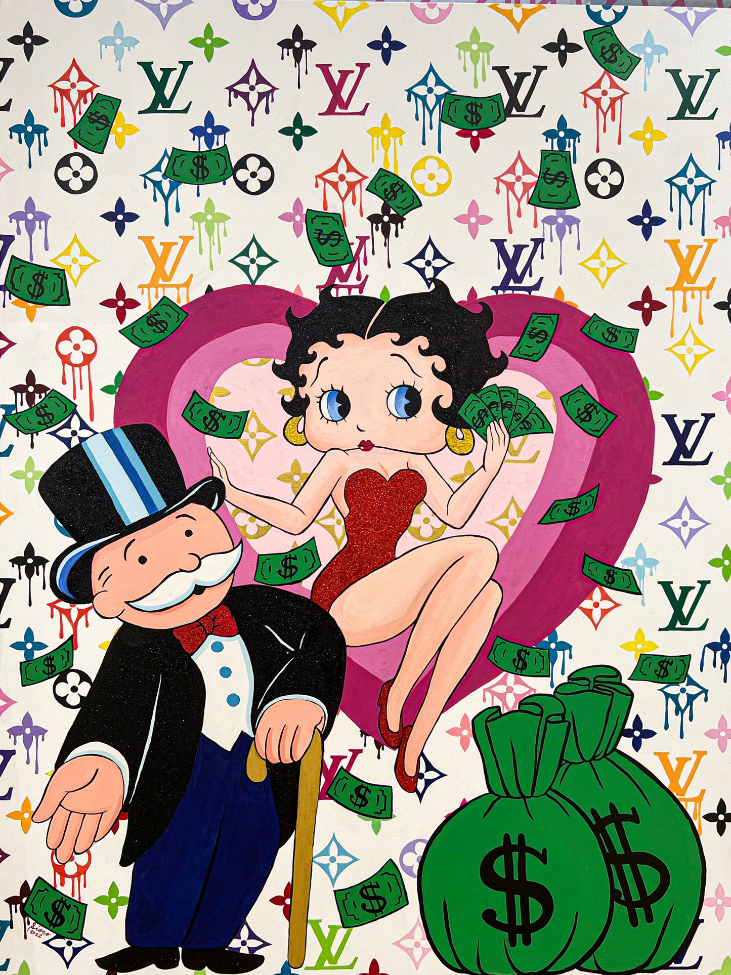 Mr. Monopoly and Betty Boop. 76x102cm